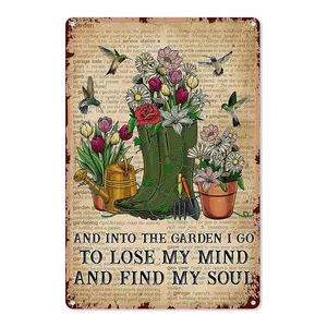 لافتات صفيحية معدنية للحديقة من I Go To Lose My Mind And Find My Soul مخصصة للمنزل والمكتب والردهة والردهة للتزيين 8×12 بوصة