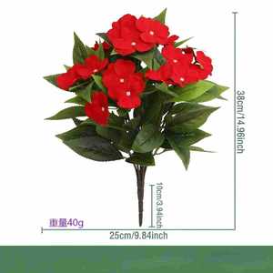 Bouquet de fleurs artificielles rouge et blanc en plastique et soie, avec fil, pour décoration intérieure et extérieure, fabriqué en Chine - Product Image 5