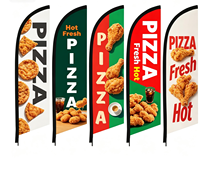 Drapeaux publicitaires en polyester imprimé en forme de goutte d'eau, imperméables et durables, avec mât en fibre de verre pour une utilisation en extérieur dans les restaurants