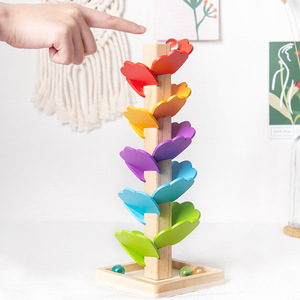 CPC CE EN71 Wooden Rolling Ball Music <strong>Tree</strong> Montessori Educational Rainbow <strong>Marble</strong> <strong>Tree</strong> Tracking Toys for Kids - Product Image 2