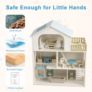Casa <span class=keywords><strong>de</strong></span> Muñecas <span class=keywords><strong>de</strong></span> Madera Blanca <span class=keywords><strong>de</strong></span> 3 Pisos con Muebles y <span class=keywords><strong>Escaleras</strong></span>, Fácil <span class=keywords><strong>de</strong></span> Armar, Casa <span class=keywords><strong>de</strong></span> Juguete <span class=keywords><strong>para</strong></span> Niños, Guardería y Sala <span class=keywords><strong>de</strong></span> Juegos - Product Image 3