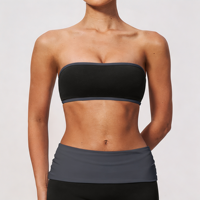 Soutien-gorge de sport bandeau sans bretelles GH personnalisé avec logo, grande taille pour femme, color block, coupe ajustée, respirant, anti-transpiration, extensible dans les quatre sens, maintien optimal