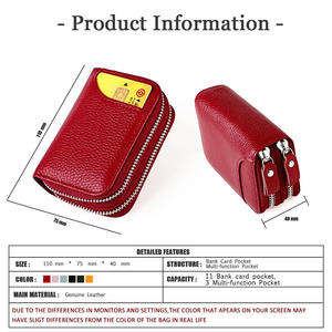 กระเป๋าใส่บัตรหนังแท้ Andong ป้องกัน RFID สำหรับผู้ชายและผู้หญิง แฟชั่นกระเป๋าสตางค์หนังวัวแท้ลายลิ้นจี่ พร้อมช่องใส่เหรียญ - Product Image 4