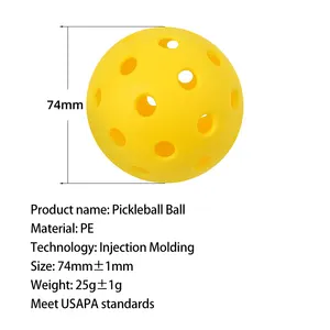 Bolas de pickleball personalizadas para uso ao ar livre, bolas de pickleball com 40 buracos, amarelo, verde, laranja, bola de picles aprovada pela Usapa, pronta para enviar