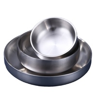 Ensemble de vaisselle ronde de qualité alimentaire, bols et assiettes plates isolés à double couche et épaissis, pour la rentrée scolaire