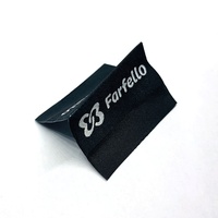 Étiquettes tissées rectangulaires personnalisées avec logo de marque pour vêtements, en polyester haute densité, coupe droite, pour textiles