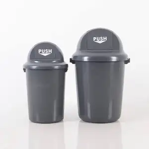 Public Plastic Trash Cans Large Street Trash Cans Industrial Recycling Push Top Trash Cans