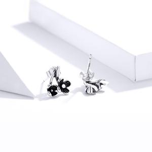 S925 sterling silver <span class=keywords><strong>orecchini</strong></span> della ragazza di fiore nero <span class=keywords><strong>argento</strong></span> della vite prigioniera SCE795 - Product Image 3