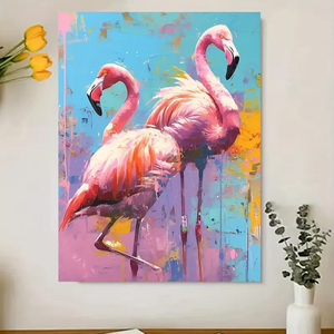 Grande texture 3D personnalisée abstraite <span class=keywords><strong>flamant</strong></span> rose <span class=keywords><strong>peinture</strong></span> d'impression à l'huile nordique moderne mur Art décor pour salon peintures d'animaux - Product Image 5