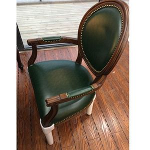 Silla de Comedor de Estilo Francés con Respaldo Redondo, Tapicería de Cuero PU y Estructura de Madera Sólida, Diseño Antiguo para Apartamentos y Villas - Product Image 6