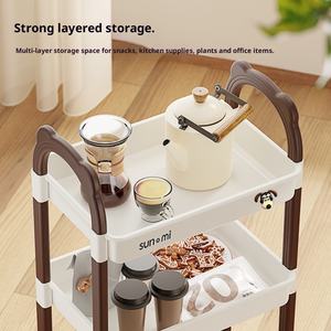 Plastic Staande Multifunctioneel Gelaagd Opbergrek Voor <span class=keywords><strong>Trolley</strong></span> Woonkamer Keuken Slaapkamer Verplaatsbare Opslag Schoonmaken - Product Image 2