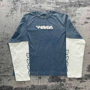 <span class=keywords><strong>T</strong></span>-<span class=keywords><strong>shirt</strong></span> à manches longues en coton pour homme, <span class=keywords><strong>personnalisé</strong></span>, lavage à l'acide, double couche, broderie <span class=keywords><strong>et</strong></span> impression sérigraphique, MT1719 - Product Image 1