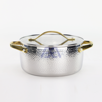 AXA Batterie de cuisine 3 pièces en acier inoxydable martelé à trois épaisseurs, batterie de cuisine professionnelle à induction, passe au four et au lave-vaisselle