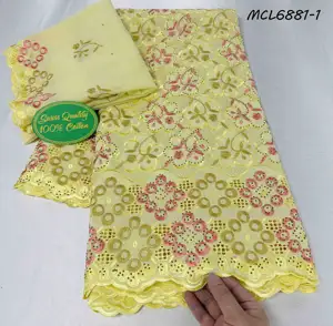 Mikemaycall Africa embroidered cotton handcut fabric swiss voile lace fabric 2024 stones lace