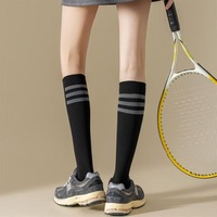 Chaussettes de compression printemps-automne athlétiques mi-mollet pour la course, amincissantes, légères, antidérapantes, en polycoton rayées