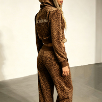 Sweat-shirt personnalisé en coton de haute qualité avec imprimé léopard sur toute la surface, imprimé par sublimation, survêtements pour femmes