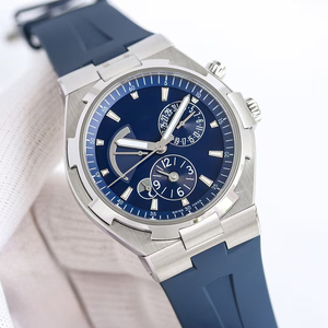 Reloj de Pulsera Mecánico de Diseño de Alta Gama con Esfera Azul, Correa de Caucho, Caja de Acero, Resistente al Agua 50M, Cristal de Zafiro, Doble Hora y Reserva de Marcha - Product Image 2