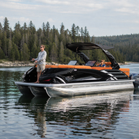 Bateau ponton de 22 pieds, série sport pour 12 personnes, prêt pour moteur hors-bord électrique ou essence, homologué CE pour des croisières silencieuses sur le lac et des fêtes en famille