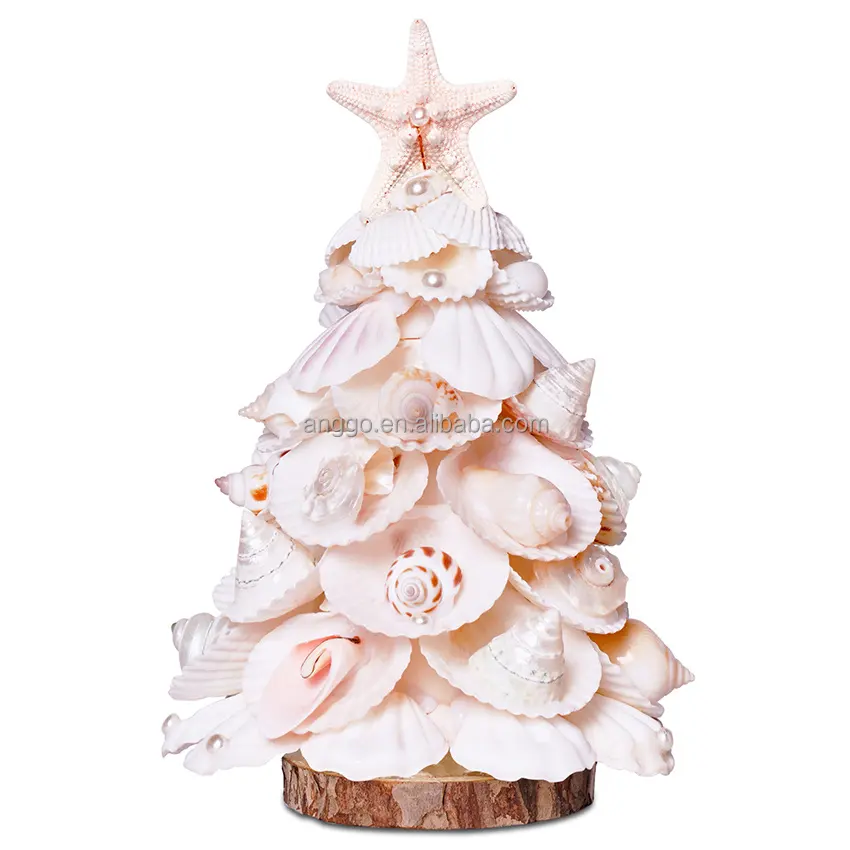 Ocean Beach Party Birthday Gift Handmade Mini White Sea Star Sea Conch Sea Shell Christmas Tree
