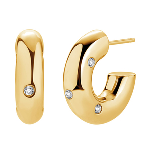 Pendientes de aro grueso de Plata de Ley 925 y oro de 18K, pendientes dorados de estilo Vermeil, para mujeres - Product Image 1