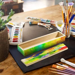 Boîte en bois non finie personnalisée avec couvercle coulissant Petite boîte à crayons étroite Boîte cadeau rectangulaire pour l'art, le <span class=keywords><strong>rangement</strong></span> de bijoux et de colliers - Product Image 6