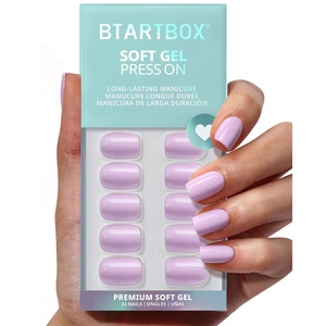 Lot de faux ongles carrés courts de haute qualité, couleur unie pastel violet, en gel souple épais, à presser, vente en gros - Product Image 1