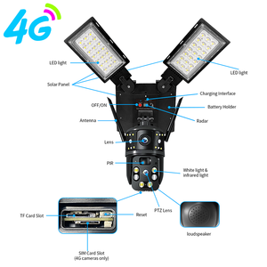 Caméra solaire <span class=keywords><strong>avec</strong></span> capteur, lampadaire LED, trois modes d'éclairage, trois objectifs, 4G, 4MP, caméra extérieure, batterie intégrée, V380 Pro - Product Image 2