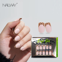 Faux ongles à presser Nailway Gel, courts, carrés, nude, mats, motif amande, couvrance totale, en acrylique