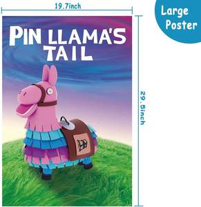 Fournitures de fête pour jeux vidéo Grand poster 24pcs Stickers de queues Pinata Party Games Pin Tails Lama Décorations pour fêtes d'enfants - Product Image 3