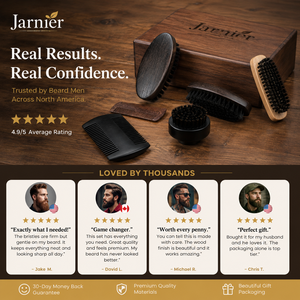 Jarnier <span class=keywords><strong>Brosse</strong></span> à barbe en bois <span class=keywords><strong>de</strong></span> bambou avec poils <span class=keywords><strong>de</strong></span> <span class=keywords><strong>sanglier</strong></span> 100 % naturels, ensemble <span class=keywords><strong>de</strong></span> brosses à raser pour hommes, soin professionnel et soin <span class=keywords><strong>de</strong></span> la peau - Product Image 4