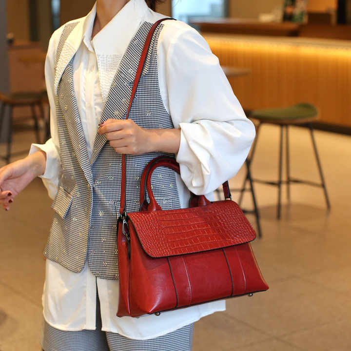latest designer custom large genuine leather embossed alligator women shoulder office bags purse and handbags