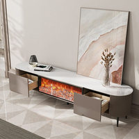 Meuble TV moderne et minimaliste avec foyer électronique à plaque de roche, modèle N970, flamme simulée 3D, foyer intégré décoratif