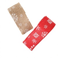 Ruban en toile de jute flocon de neige style européen et américain pour Noël, idéal pour la confection de nœuds faits main, la décoration de sapins de Noël et de boîtes cadeaux.