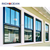Fenêtres à double battant en aluminium durable de taille personnalisée RICHOCEAN, à double vitrage Low-E, pour villa