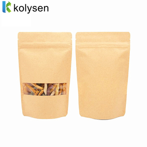 Bolsas de papel Kraft marrón <span class=keywords><strong>biodegradable</strong></span>, bolsa de comida, bolsa de pie con cierre de cremallera con ventana, embalaje de fideos - Product Image 1