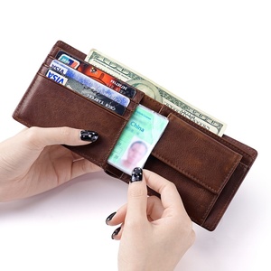 Top-Layer Oil Wax Genuine Leather Men's Short <b>Wallet</b> <b>RFID</b> Anti-Degaussing Multiple Card Slots Coin Pocket Vintage Striped - Product Image 1