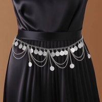 Chaîne de taille ethnique exotique avec pampilles en pièces de monnaie, style bohème gitan, ceinture ajustable pour la danse du ventre et les spectacles sur scène