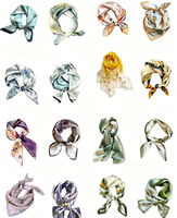 Écharpe de lit en soie tissée 100% personnalisée pour femmes, 10 cm, imprimé floral vert, foulard en satin