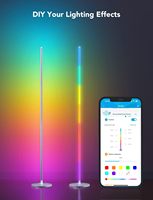 Lámpara de Pie LED Inteligente con Control por Aplicación, Sincronización de Colores, Cambio de Color para Control Remoto y Control por Cable, Ensamblaje por Empalme