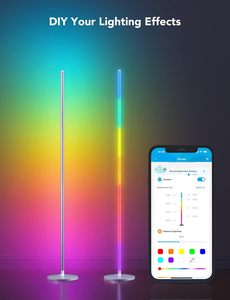 Умный напольный светодиодный светильник с управлением через приложение, синхронизацией цветов и изменением цвета, для дистанционного и проводного управления, сборка-конструктор - Product Image 4