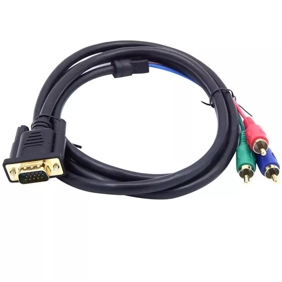 VGA laki-laki ke TV 3 RCA laki-laki komponen AV Audio Video adaptor kabel Converter Lead