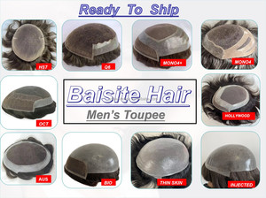 Tous les cheveux humains système de remplacement de cheveux hommes toupet remplacement de cheveux hommes toupet peau mince, pas cher postiche toupet perruques hommes - Product Image 5