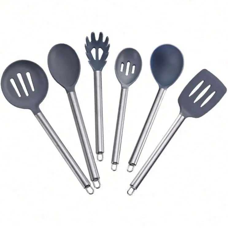 Utensílios de cozinha de nylon, conjunto de acessórios de cozinha, resistente ao calor e não aderentes, com alça de aço inoxidável