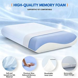 Almohadas de Espuma Viscoelástica Refrescantes para Dormir, 1 Unidad - Soporte para el Cuello para Dormir de Lado, Diseño Moderno, <span class=keywords><strong>Material</strong></span> de Poliéster/Algodón - Product Image 2