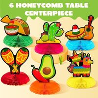 Nouveau produit phare : Décoration de table en nid d'abeille 6 pièces, Tour de divertissement, Accessoire de fête, Thème Carnaval Mexique 2026