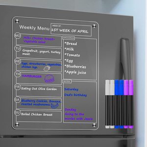 Acryl Magnetische Droog Wissen Board Wekelijkse Kalender Voor Koelkast-Heldere Wekelijkse Maaltijdplanner Magnetisch Bord