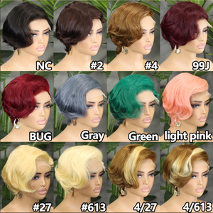 วิกผม FH 5x5 แบบปิดด้านข้าง ทรงพิกซี่คัท  ไม่ต้องใช้กาว  วิกผมหน้าผากลูกไม้สีเทา ผมแท้ 100% วิกผมสั้นทรงพิกซี่ - Product Image 5