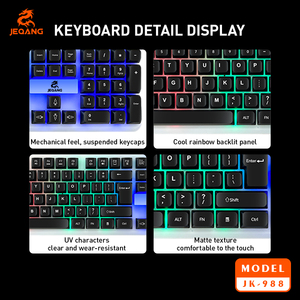 JEQANG JK-988 RGB Backlit chơi game Combo 4n1 quang USB có dây bàn phím chuột Tai nghe chuột Pad 104 phím cho máy tính để bàn người dùng mới - Product Image 2