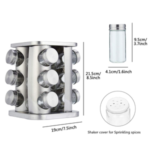 Organizador de Especias Giratorio de Acero Inoxidable con 16 Frascos, Portátil, para Cocina, con Contenedor - Product Image 2