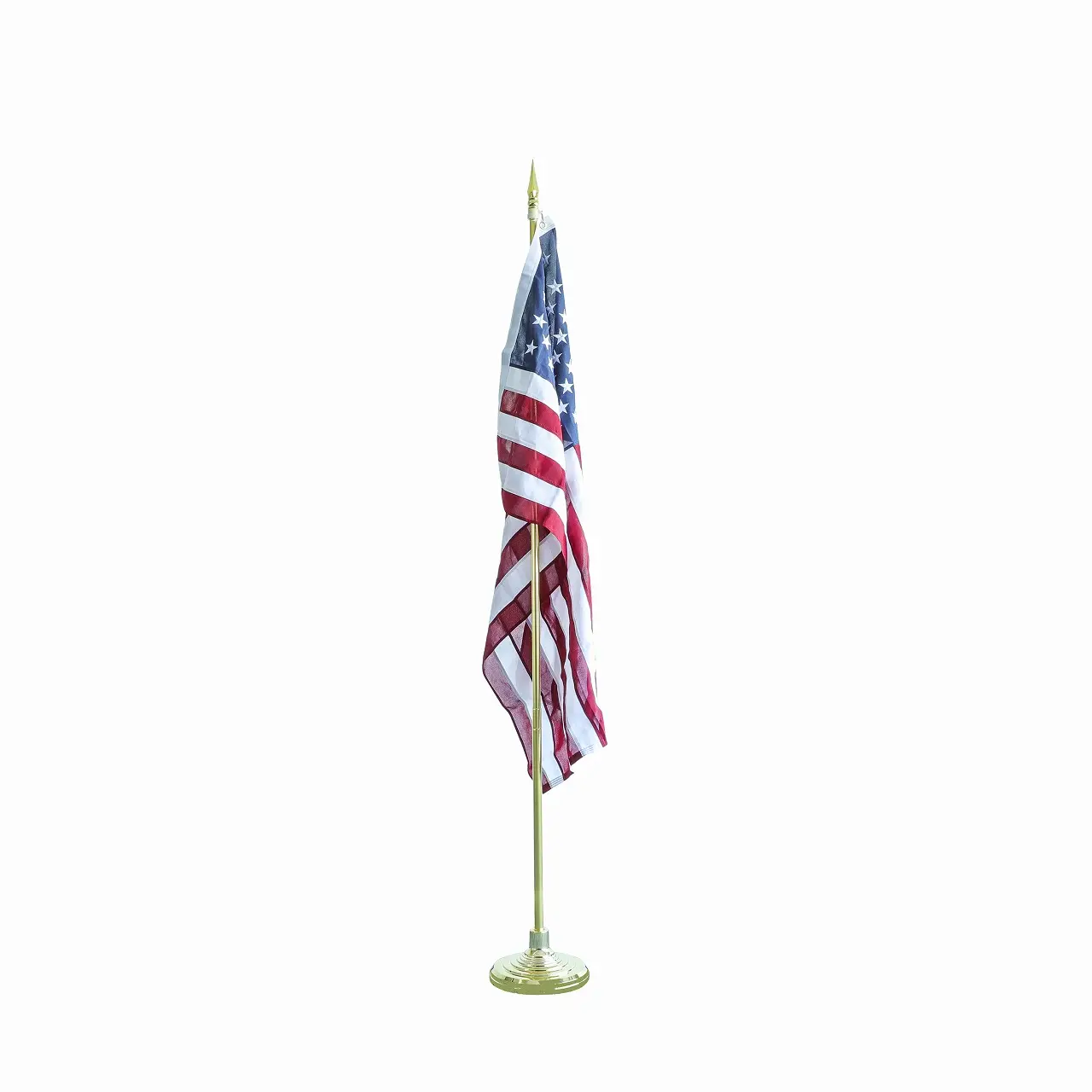 New Style Luxury 2.6m 3m Office Gold/Silver Indoor Telescoping National Flag Poles With Plastic Base Stand